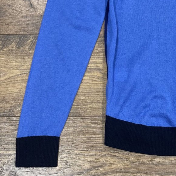 Armani‎ Exchange Sweater Mens Small 100% Merino Wool Blue Colorblock Pullover - Picture 8 of 10